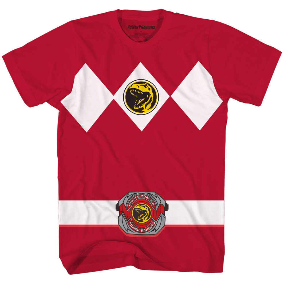 Power Rangers Red Costume T-Shirt(Red Medium)