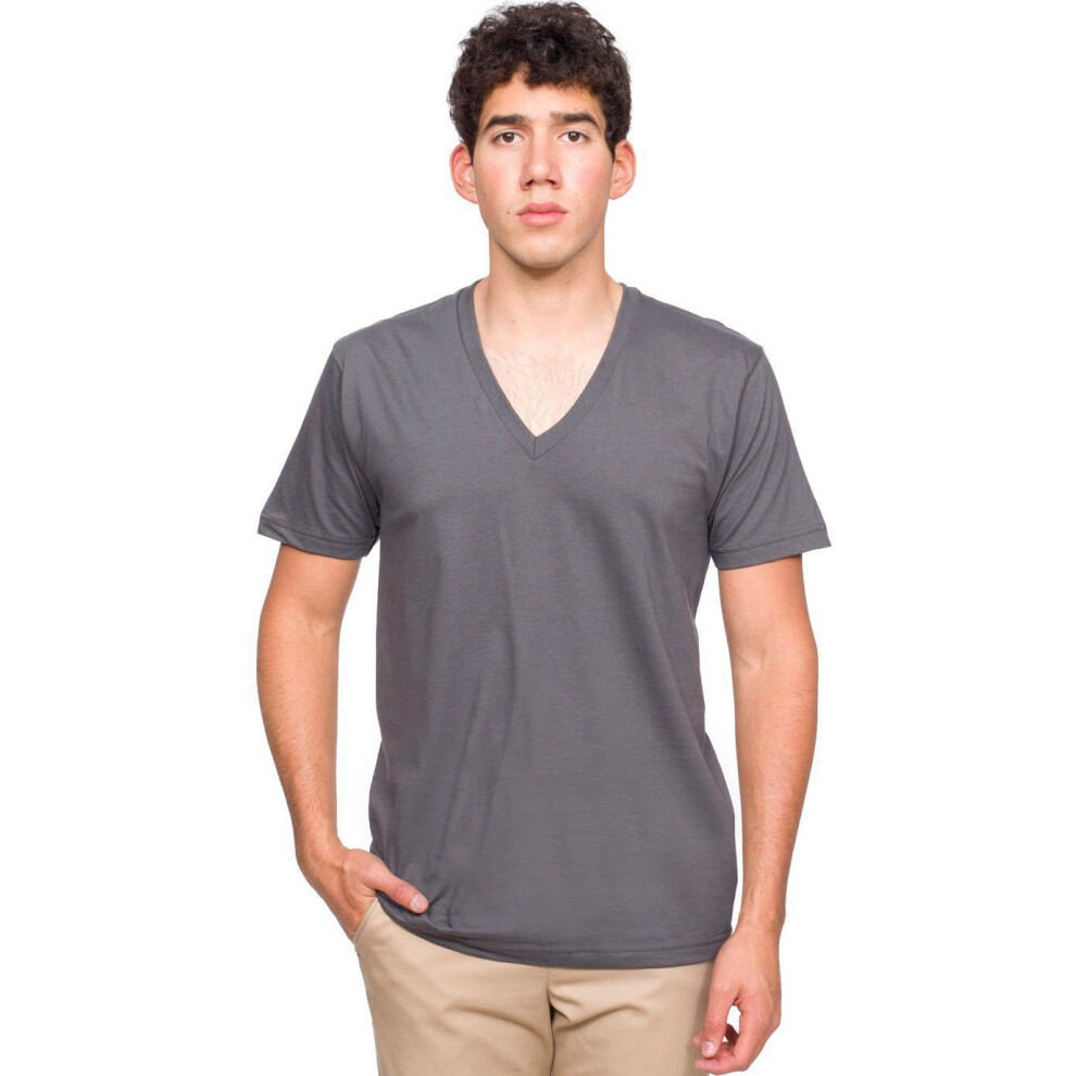 American Apparel Unisex Fine Jersey Short Sleeve V-Neck  Asphalt  Medi