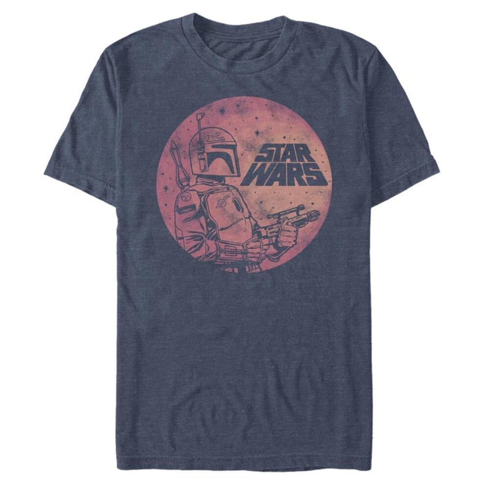 Star Wars Young Men's Fett Up T-Shirt  Navy Heather  Small