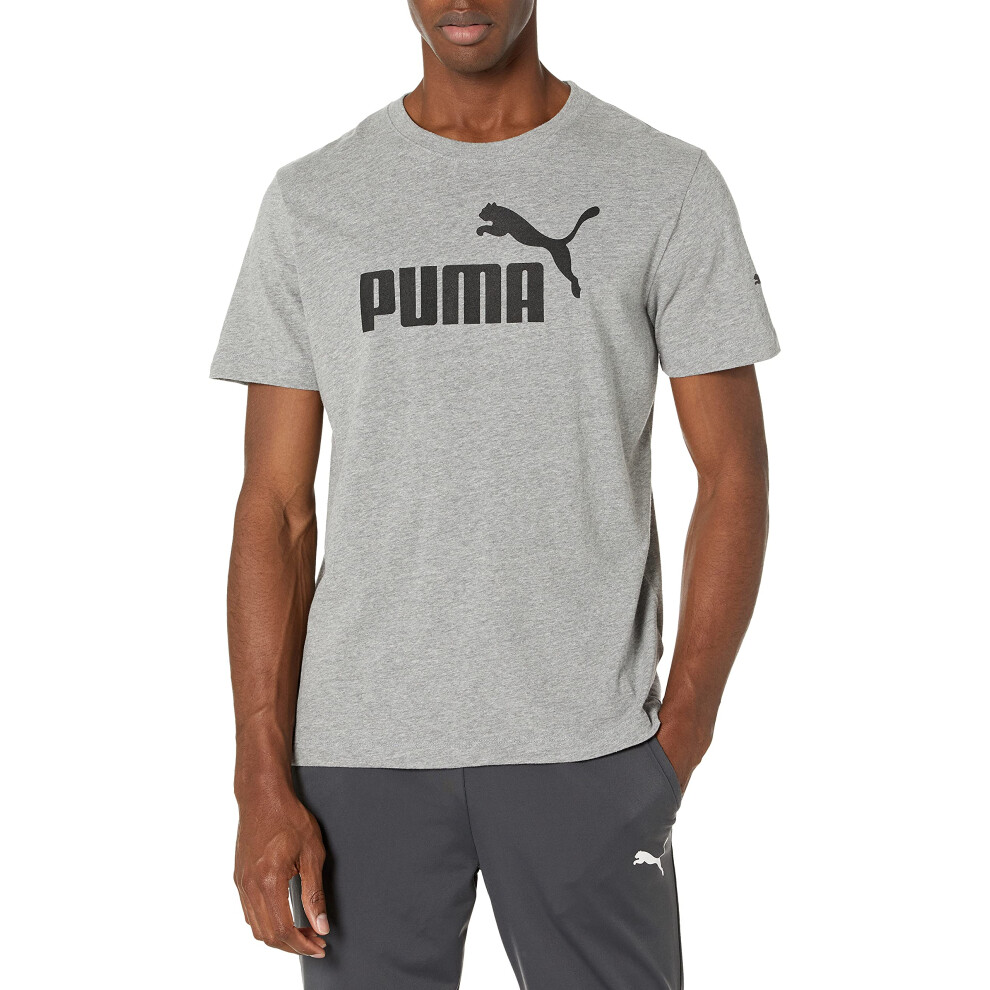 PUMA Men's Essential Logo Tee  Medium Gray Heather  S