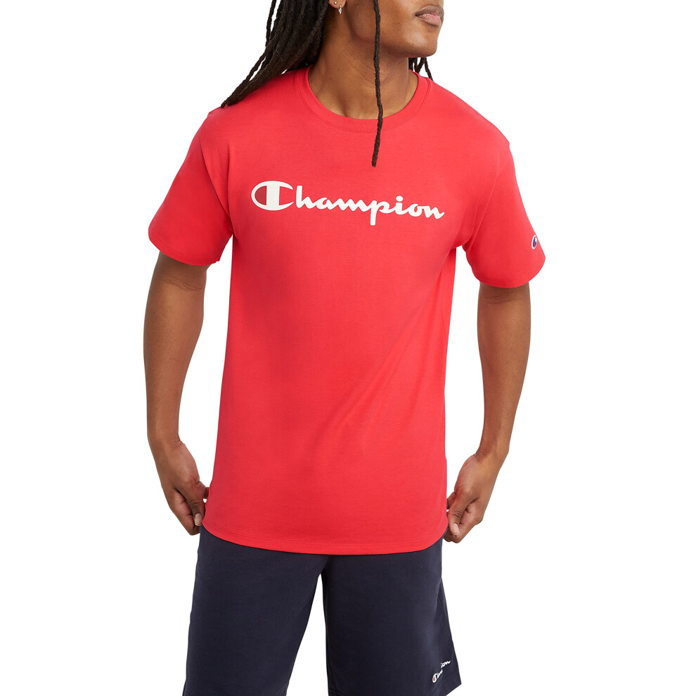 Champion mens Classic T-shirt  Script Logo T Shirt  Red Stone-y07718