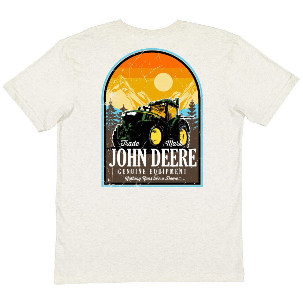 John Deere Men's Tractor Mt Short Sleeve T-Shirt-Oatmeal-M