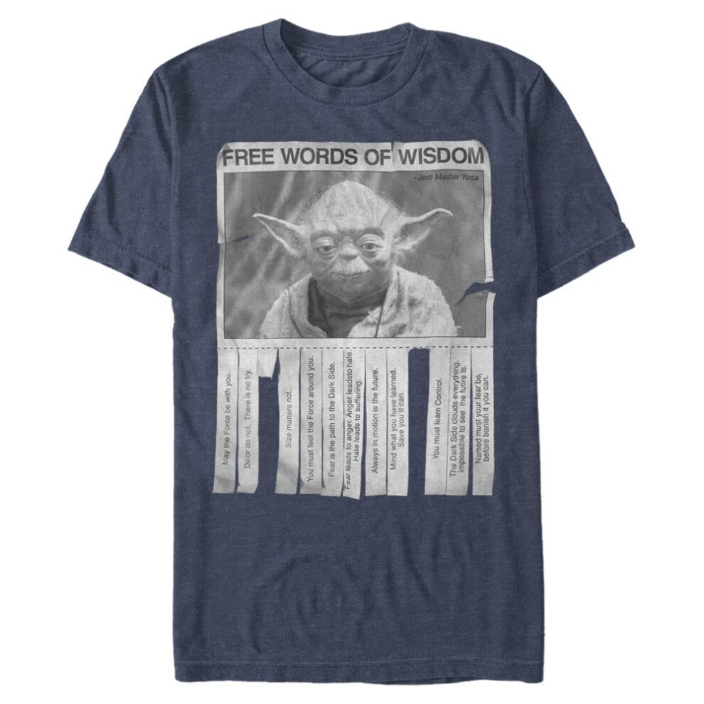 Star Wars Men's Words Of Wisdom T-Shirt  Navy Heather  Small