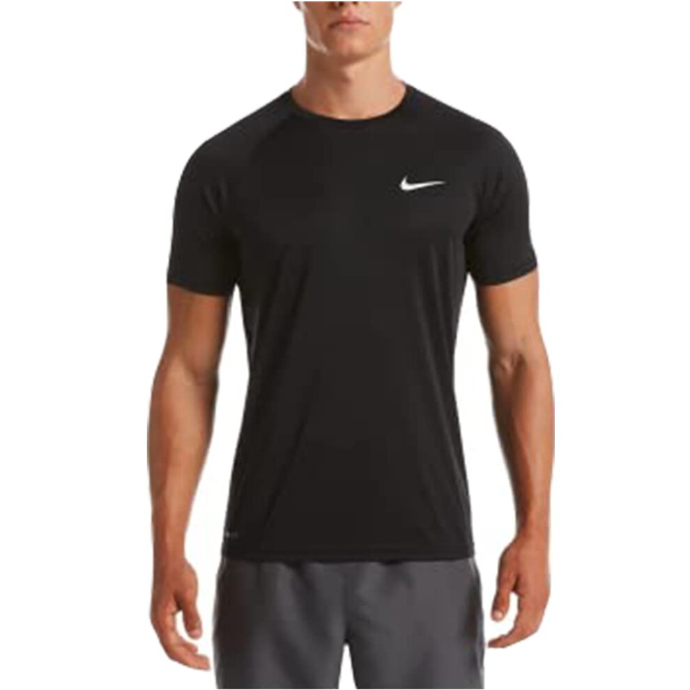 Nike Men's Dri-FIT UPF 40+ Hydroguard Swim Tee (Medium  Black)