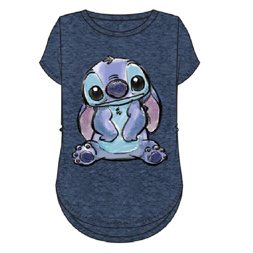 Disney Lilo & Stitch Stitch Sitting Hi-Low Top (X-Large) Blue