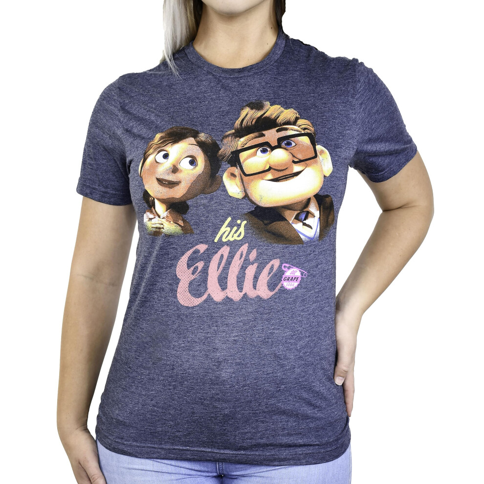 Disney Up His Ellie Couples T-Shirt(Heather Navy Medium)