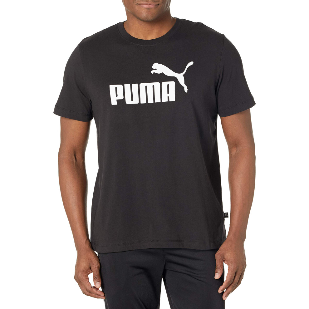 PUMA mens Essentials Logo Tee T Shirt  Puma Black  Medium US