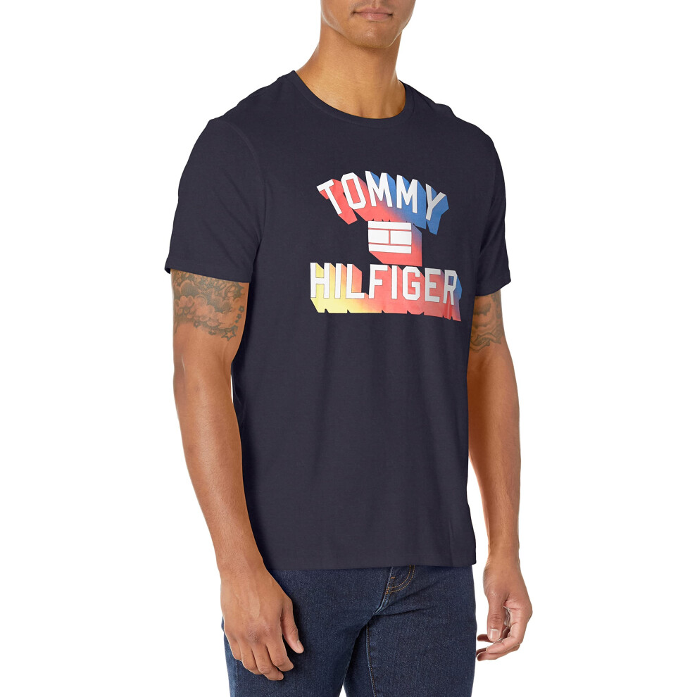 Tommy Hilfiger mens Short Sleeve Graphic T Shirt  Sky Captain  Small U