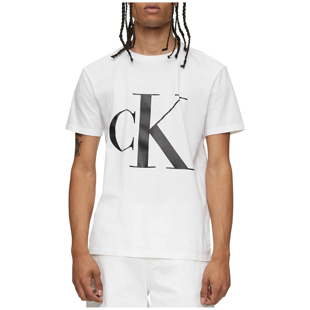 Calvin Klein Men's Monogram CK Jeans Crewneck T-Shirt  Brilliant White