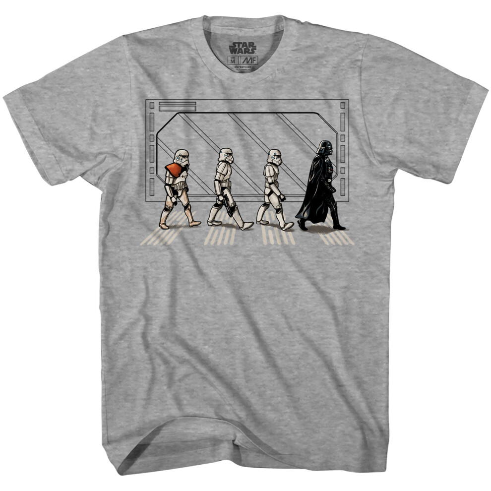 STAR WARS Death Star Road Stormtrooper Crossing Mens T-Shirt (Grey Hea