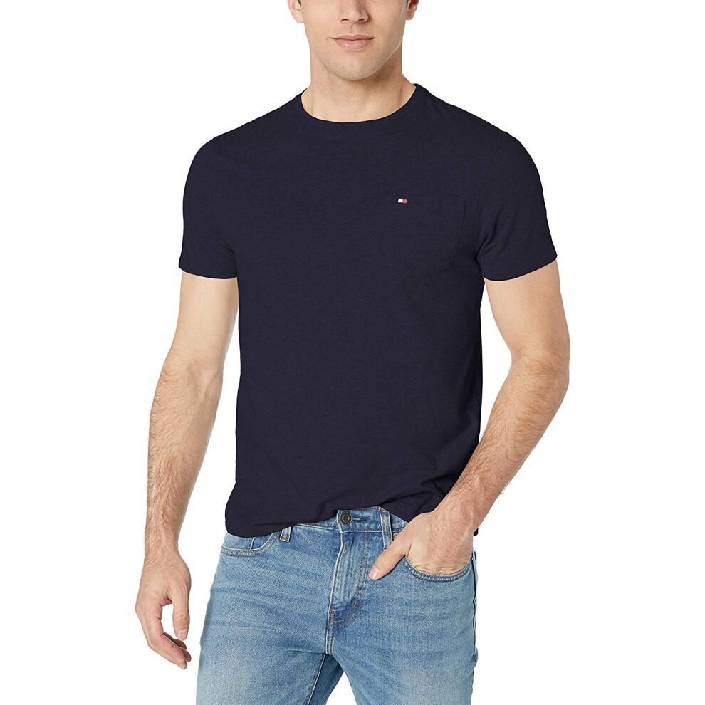 Tommy Hilfiger Men's Short Sleeve Crewneck T Shirt with Pocket  Navy B