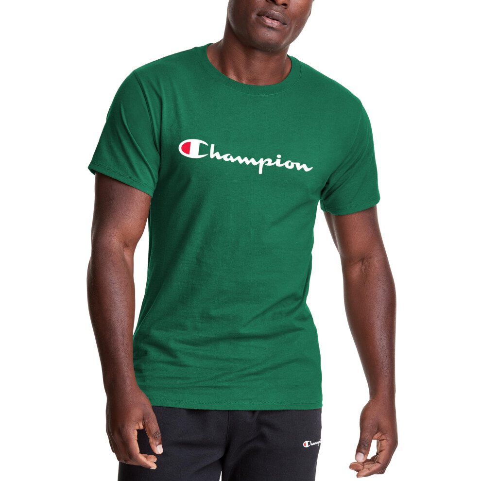 Champion mens Classic T-shirt  Script Logo T Shirt  Kelly Green-y07718