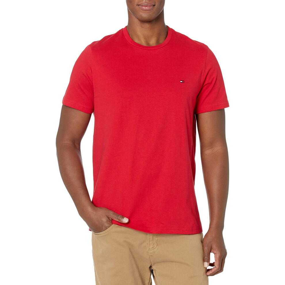 Tommy Hilfiger mens Flag Crew Neck Tee Base Layer Top  Mahogany  X-Lar