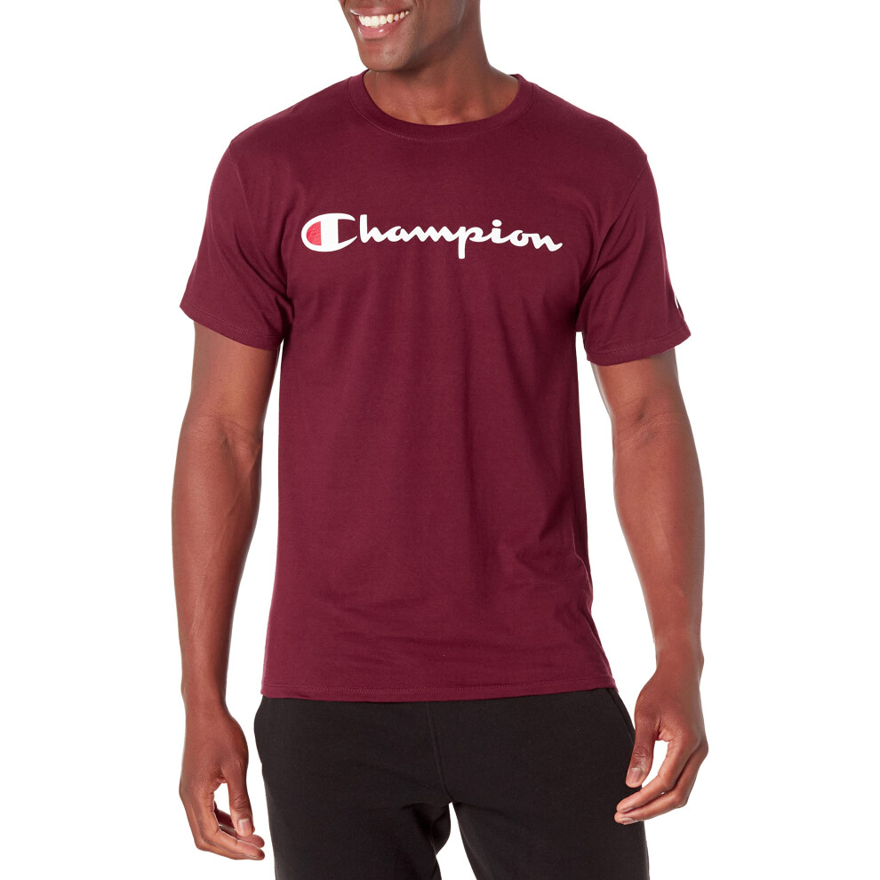 Champion mens Classic T-shirt  Script Logo T Shirt  Maroon-y07718  Med