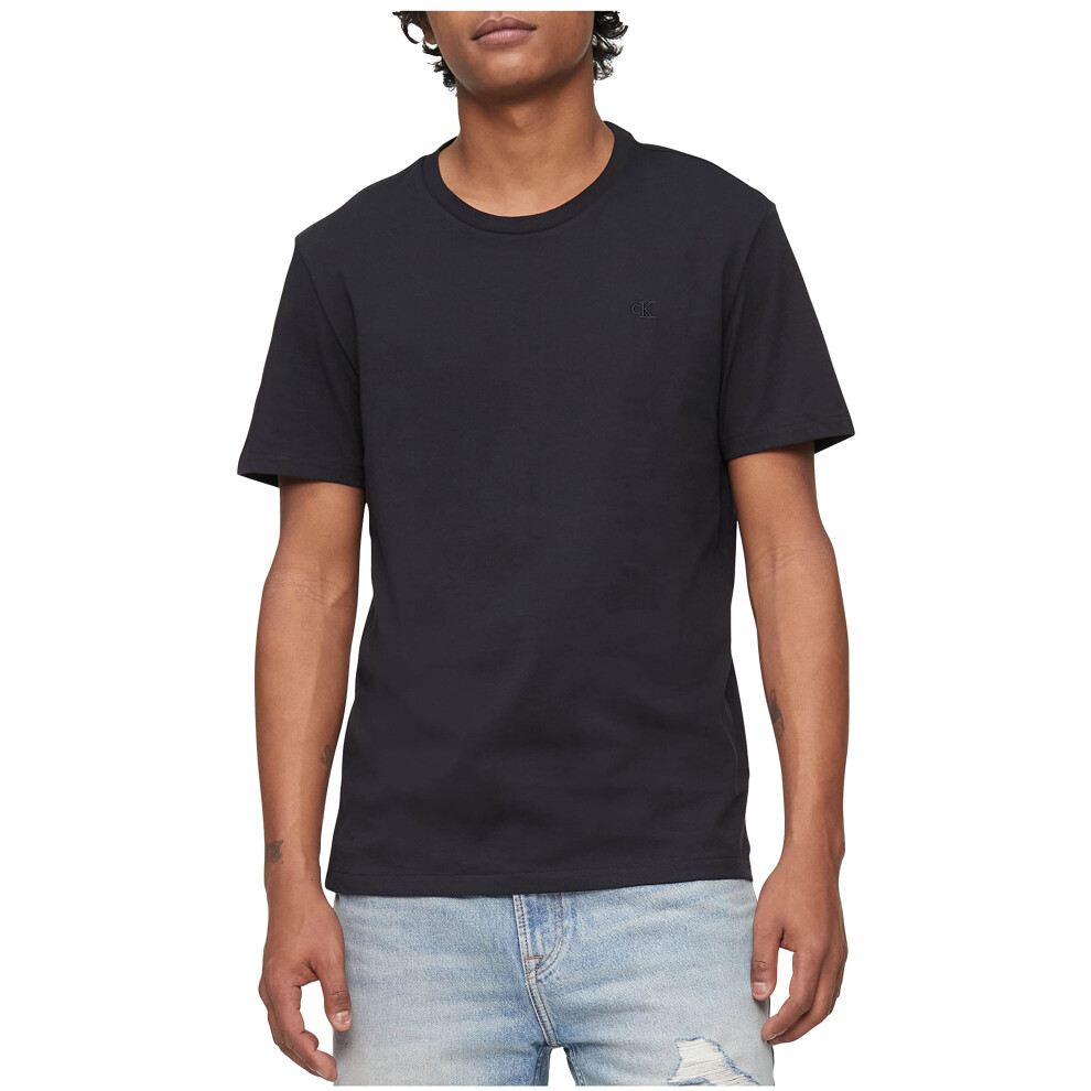 Calvin Klein Men's Smooth Cotton Solid Crewneck T-Shirt  Black Beauty