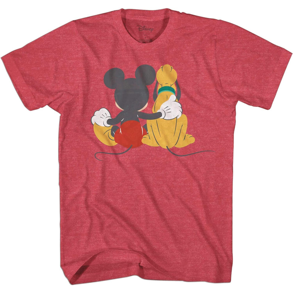 Disney Mickey Mouse and Pluto Back Disneyland World Tee Funny Humor Ad