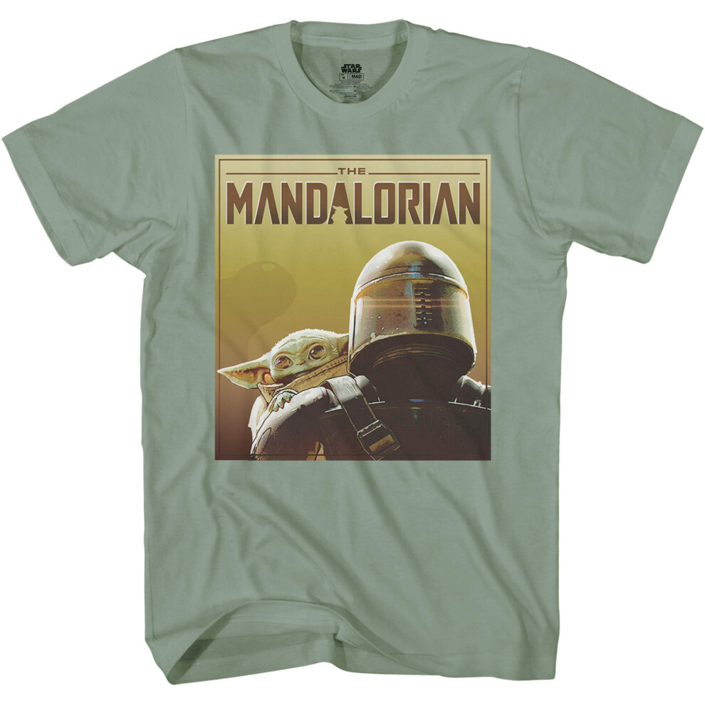 STAR WARS Mandalorian Child Over Shoulder Camiseta Camisa para Hombre