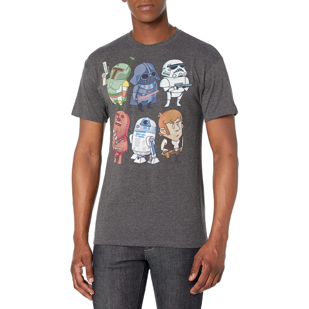 STAR WARS mens Doodles Graphic T-shirt T Shirt  Charcoal Heather  5X-L