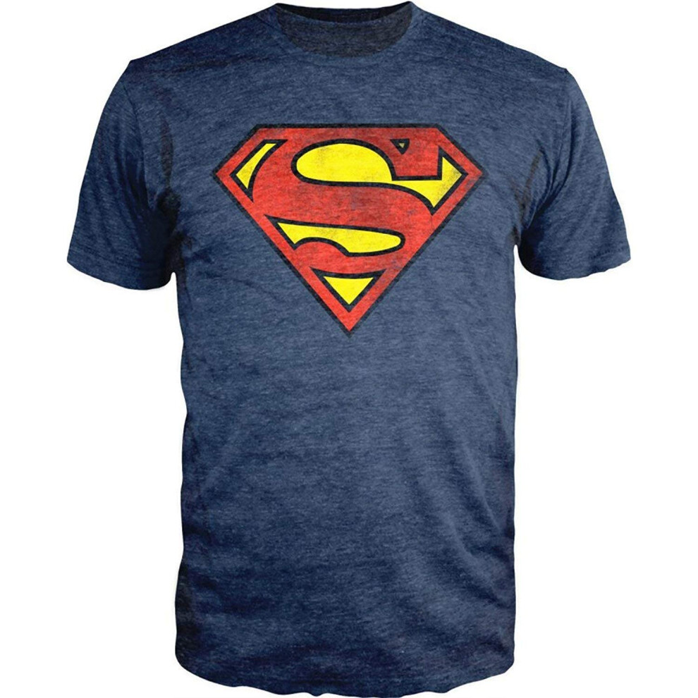 DC Comics Superman Men's Man of Steel Distressed Logo Adult Graphic Pr