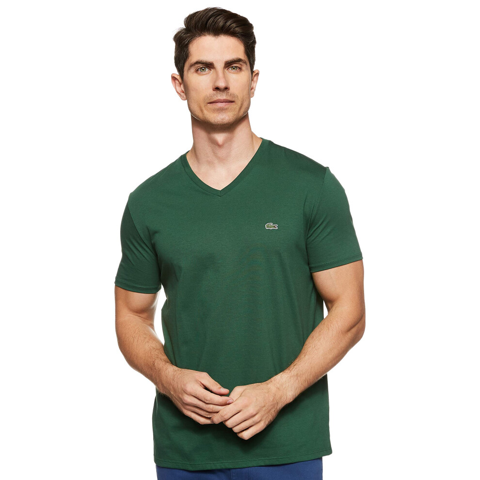 Lacoste Men's Short Sleeve V-Neck Pima Cotton Jersey T-Shirt Green 4X-