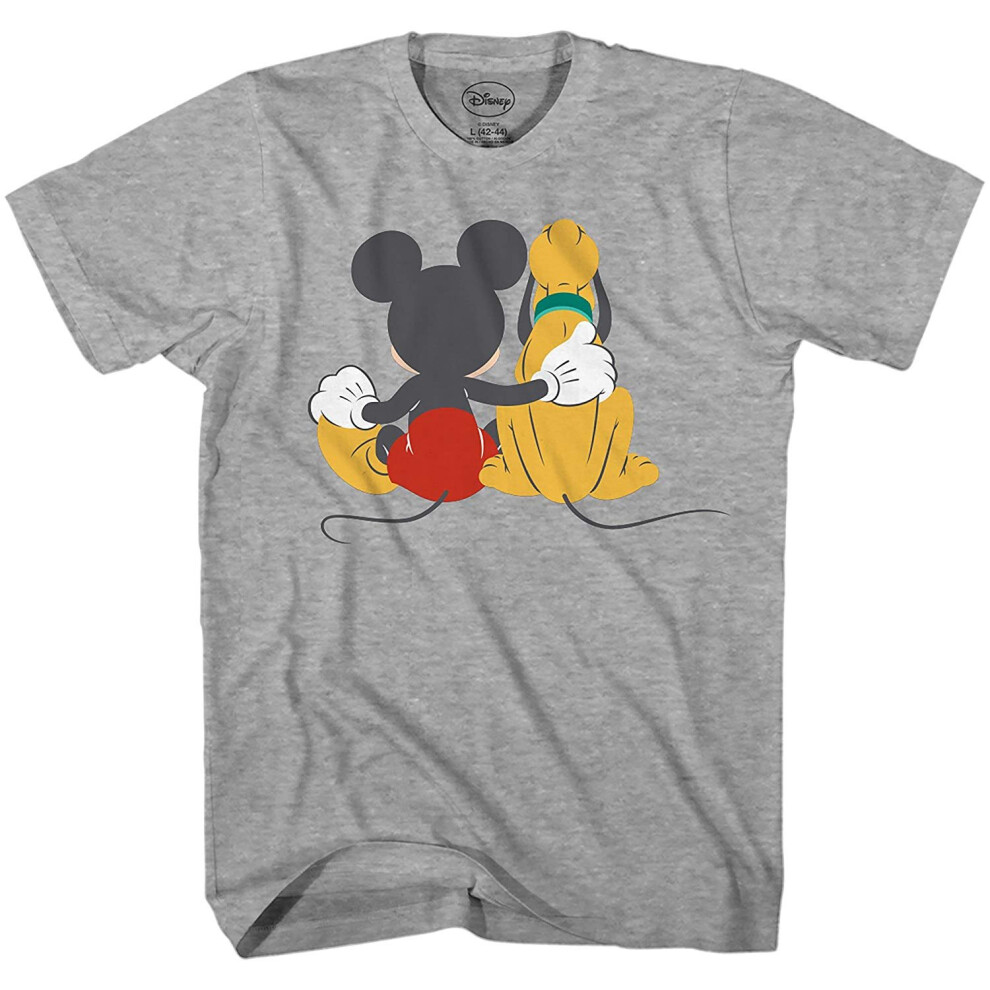 Disney Mickey Mouse & Pluto Back Disneyland World Tee Funny Humor Adul