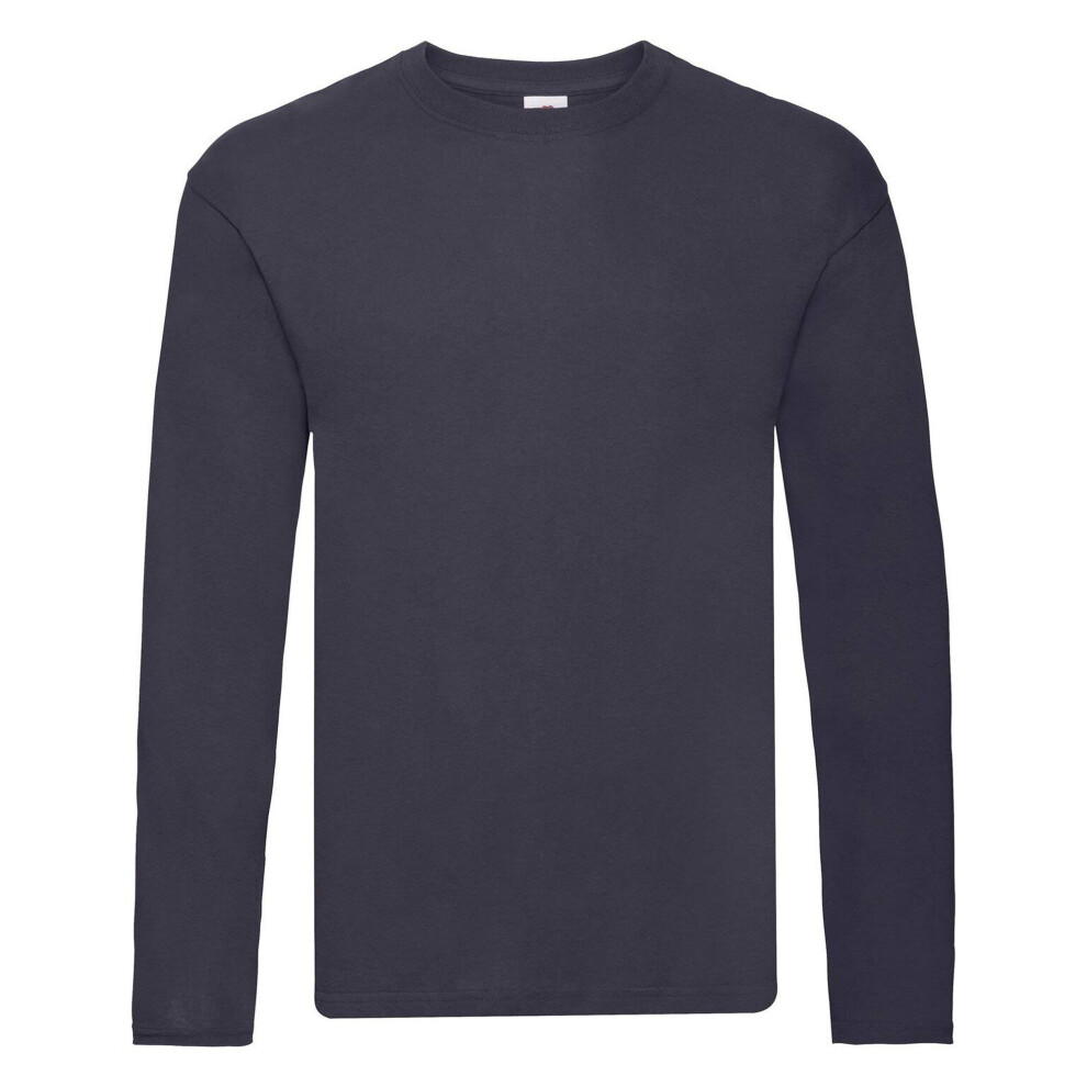 Fruit of the Loom Mens Original Long Sleeve T-Shirt (Large) (Deep Navy