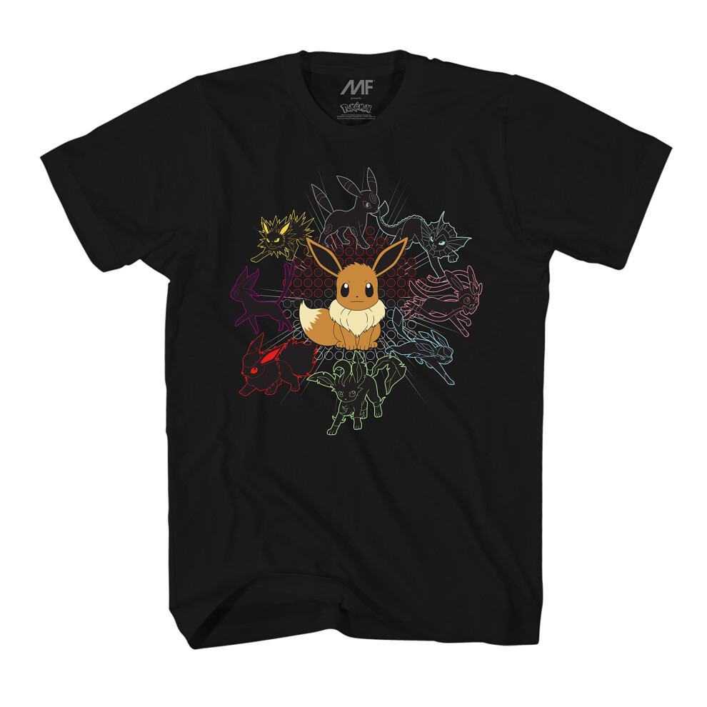 Pok?mon Mono Eeveeloutions Eevee T-Shirt (Large  Adult Black)