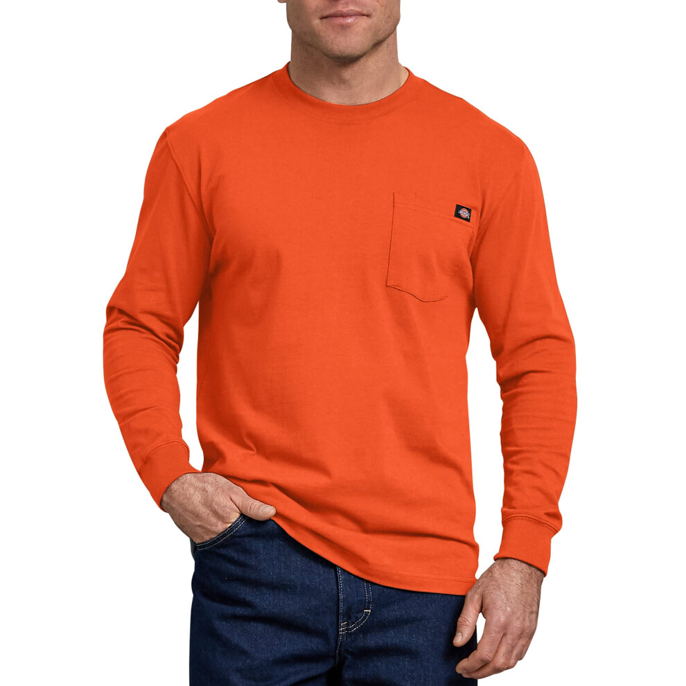 Dickies mens Long Sleeve Heavyweight Neon Crew Neck Tee T Shirt  Brigh