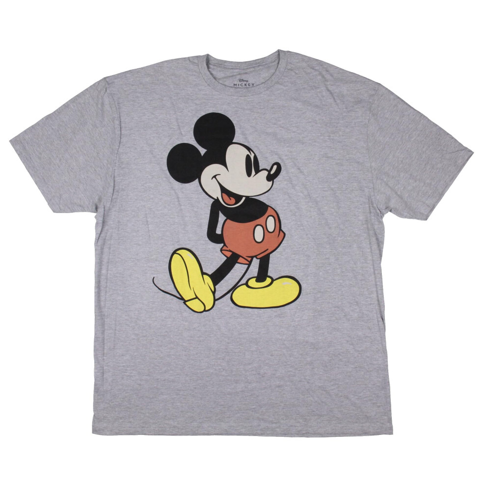 Disney mens Disney Men s Giant Mickey Mouse Gray Graphic T Shirt  Char