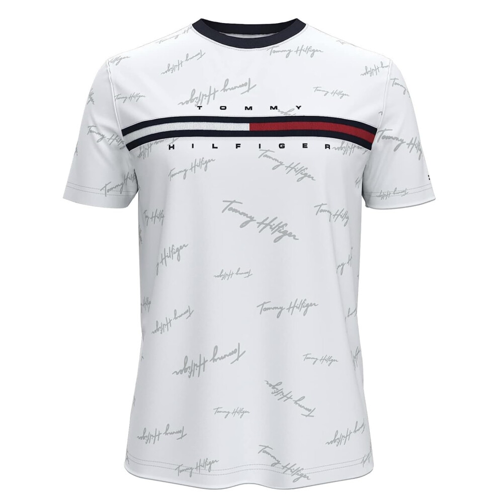 Tommy Hilfiger Men's Classic Fit Big Logo T-Shirt (Medium  Silver Tomm