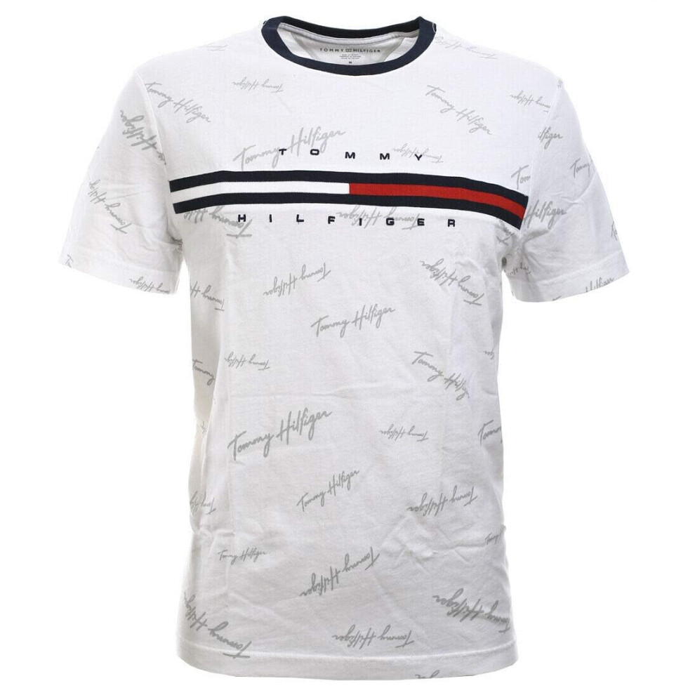 Tommy Hilfiger Mens Classic Fit Big Logo T-Shirt (X-Large  White (Silv