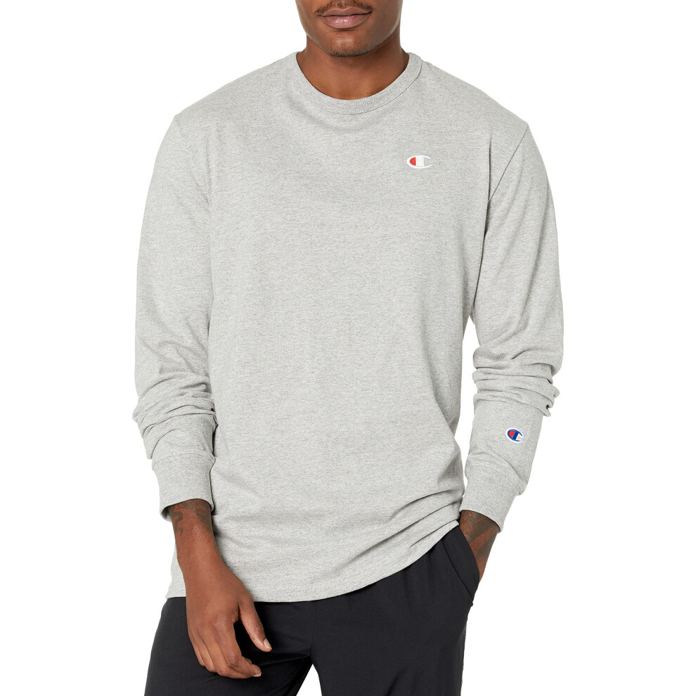 Champion Men's Long Sleeve Tee  Oxford Gray-Y06145  Medium