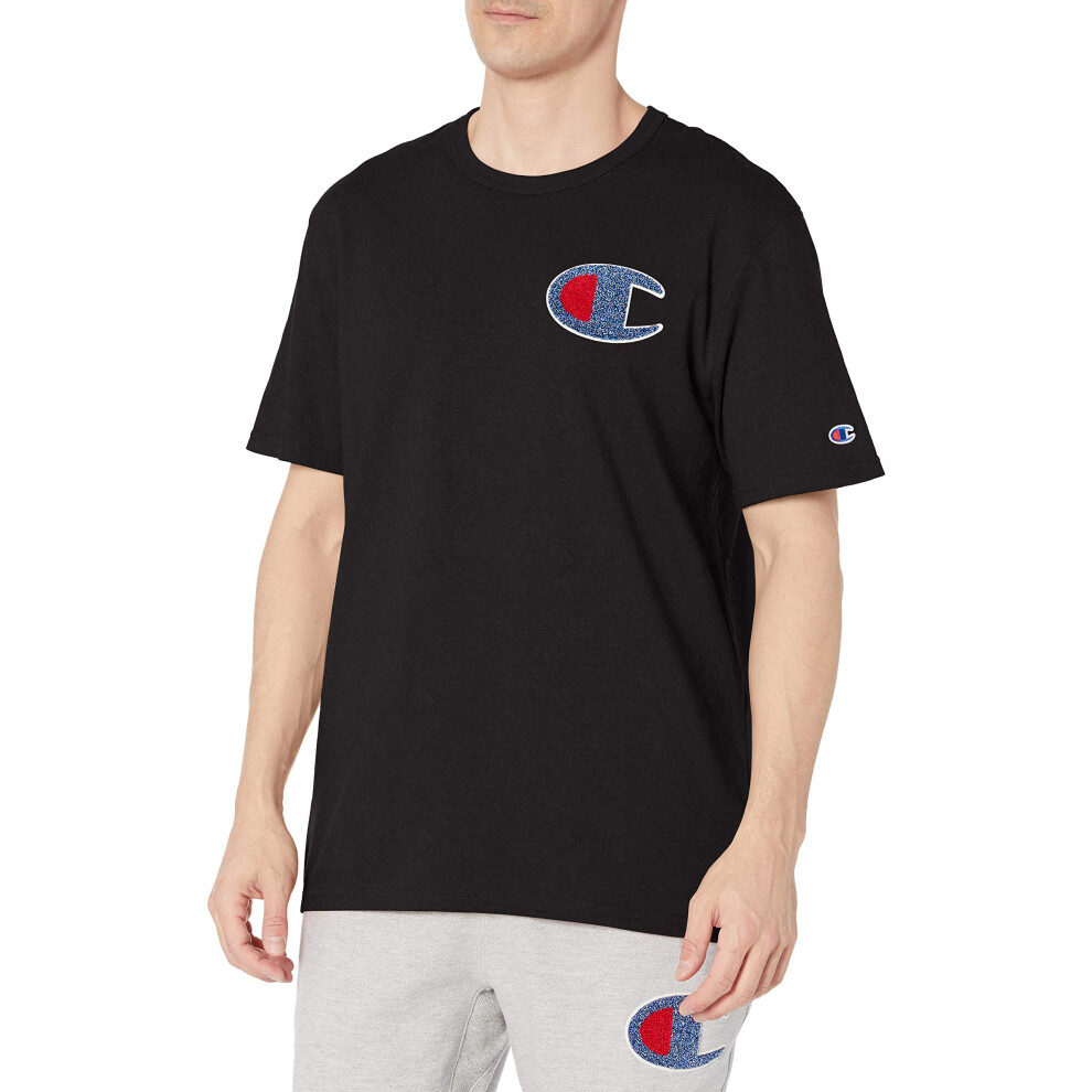 Champion Men's Heritage Tee  Big Left Chest C  Black-586021  Large