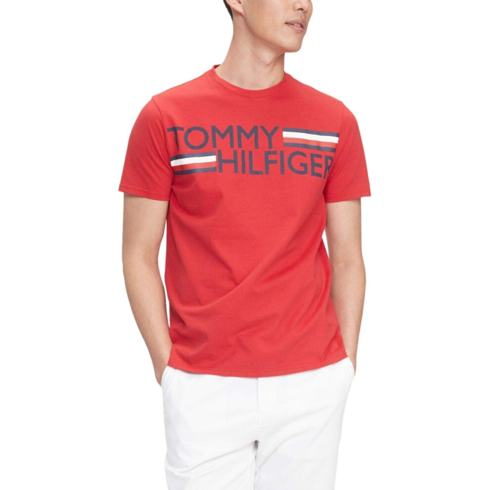 Tommy Hilfiger Men's Sport Short Sleeve Graphic T Shirt  Apple Red  X-