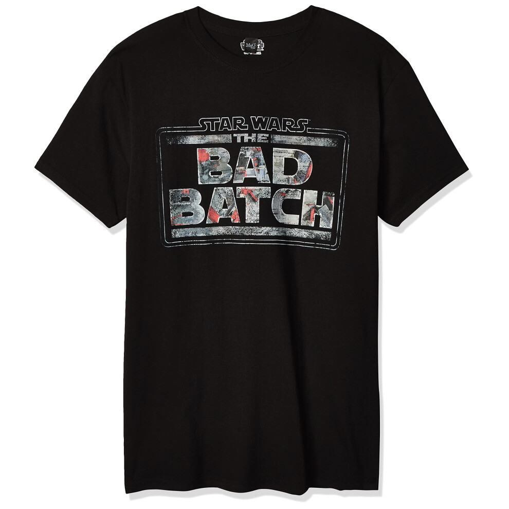 Star Wars Men's Clone Wars: Bad Batch Title Logo T-Shirt  Black  XX-La