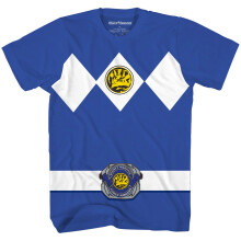 Power Rangers Blau Kostüm T-Shirt (Blau, X-Small)