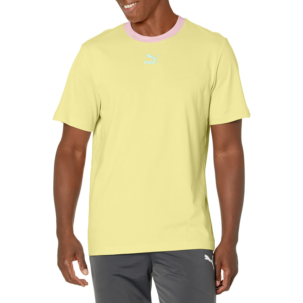 PUMA mens Classics Ringer Tee T Shirt  Yellow Pear  XX-Large US