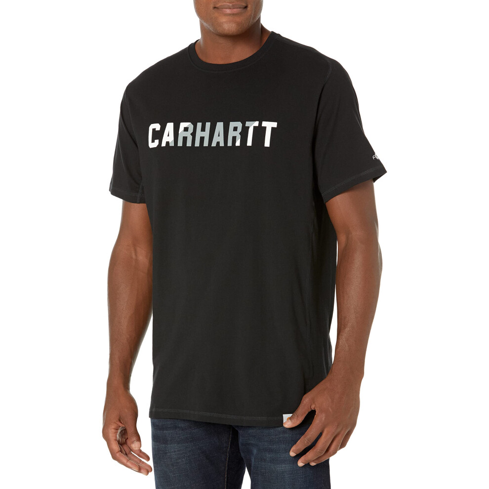 Carhartt Men's Force Relaxed Fit Midweight Short-Sleeve Block Logo Gra