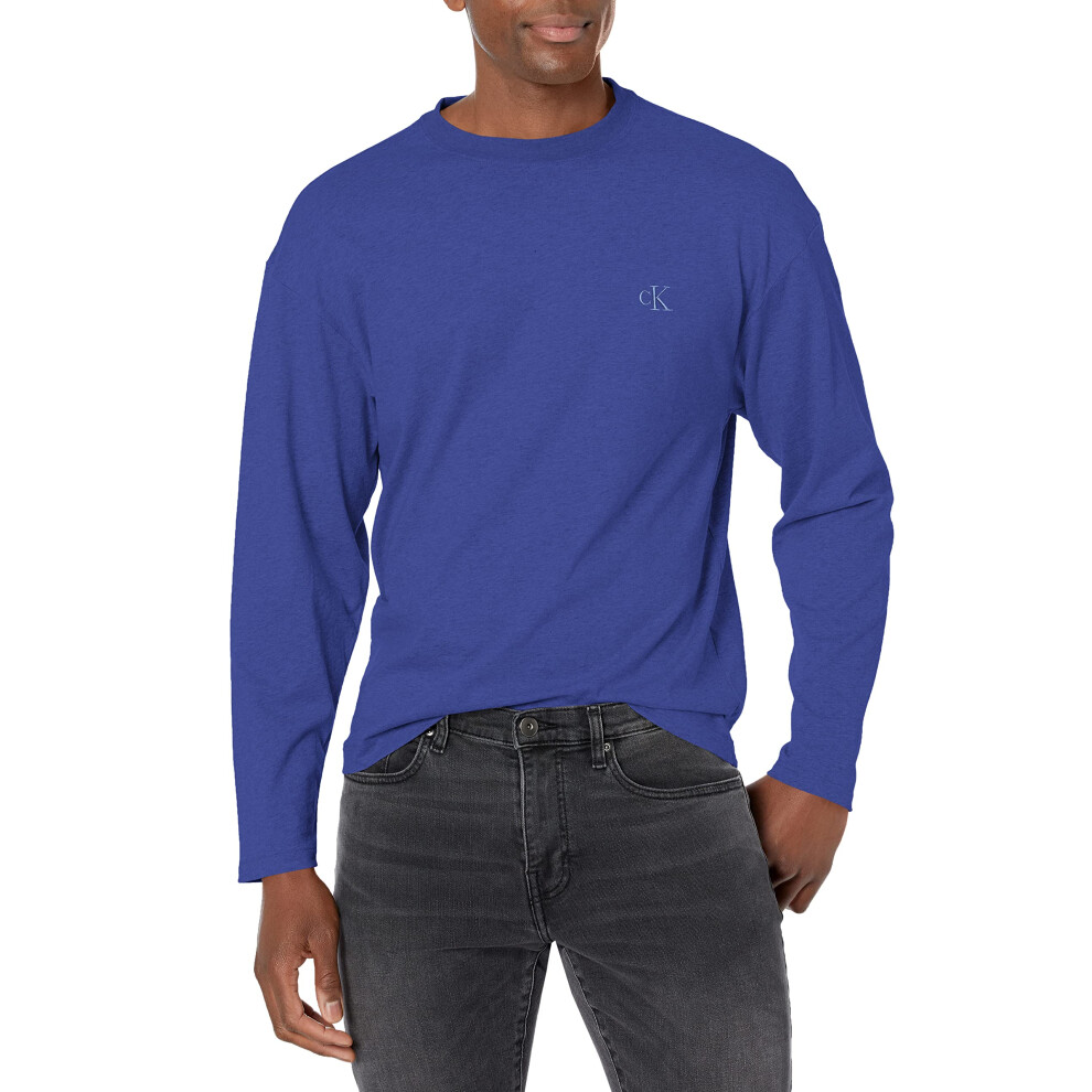 Calvin Klein Men's Relaxed Fit Archive Logo Crewneck Long Sleeve Tee