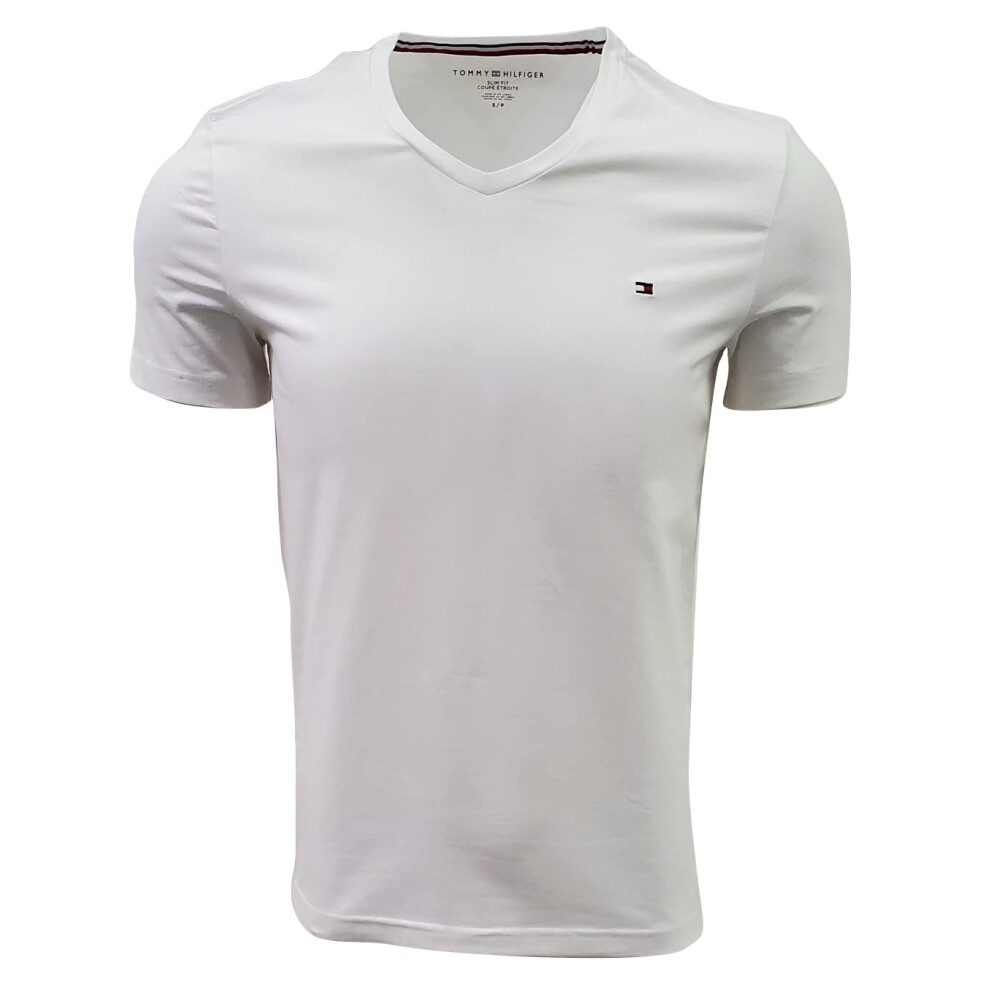 Tommy Hilfiger Men's Slim Fit V-Neck T-Shirt (Large  White)