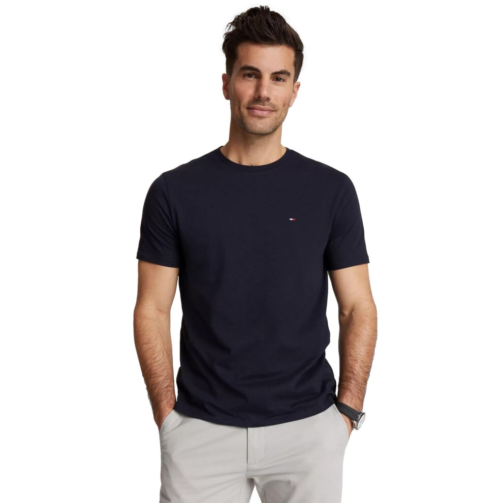 Tommy Hilfiger Men's Flag Regular Fit Crew Neck T-Shirt  Navy  M