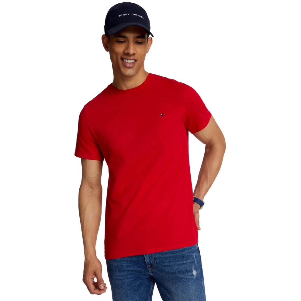 Tommy Hilfiger Men's Flag Regular Fit Crew Neck T-Shirt  Red  S