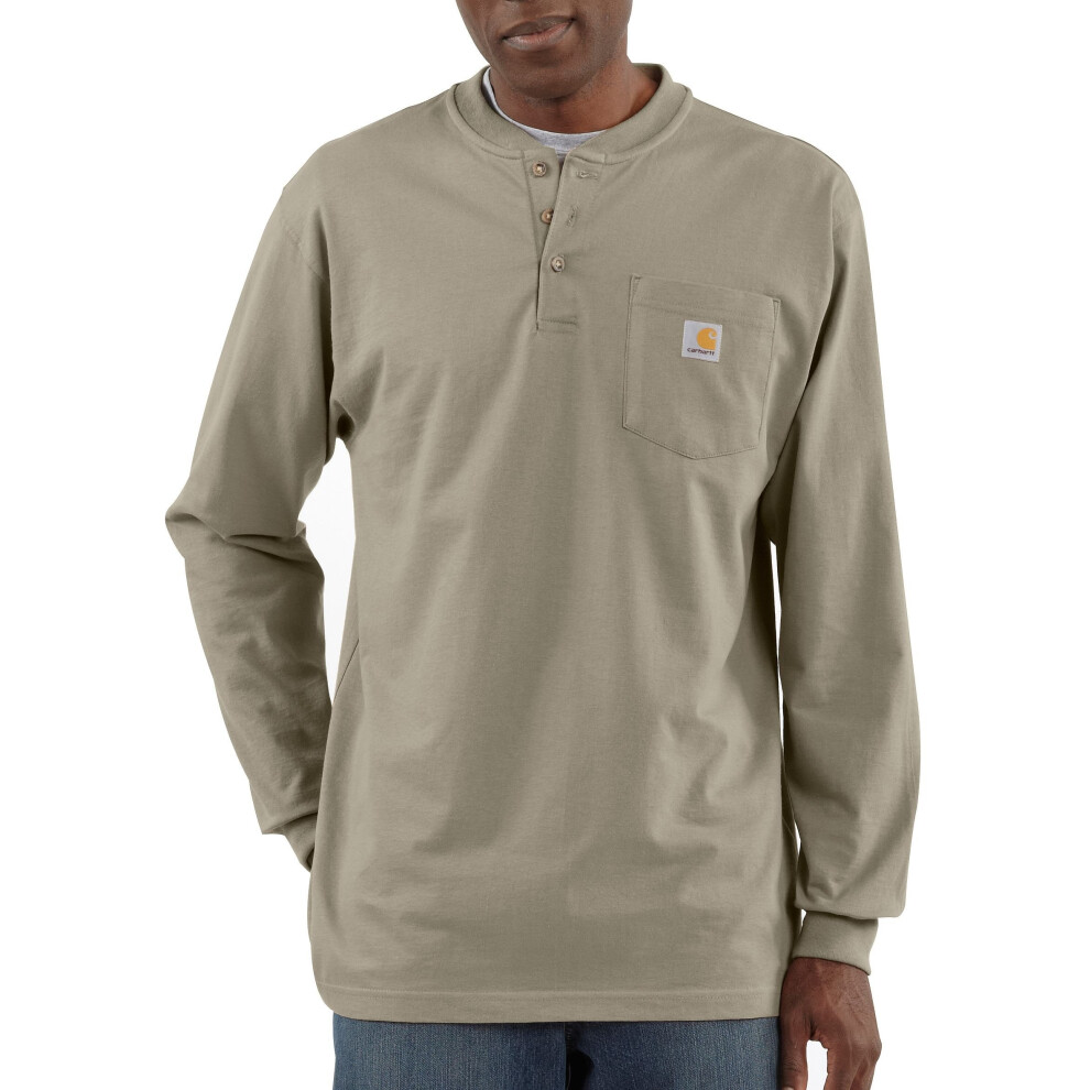 Carhartt mens Loose Fit Heavyweight Long-sleeve Pocket T-shirt henley