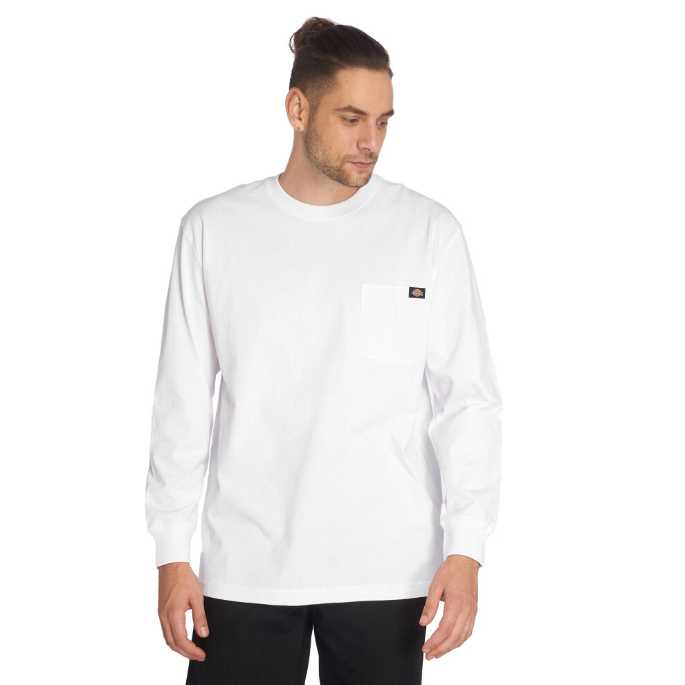 Dickies Men's Long Sleeve Heavyweight Crew Neck  White  Large