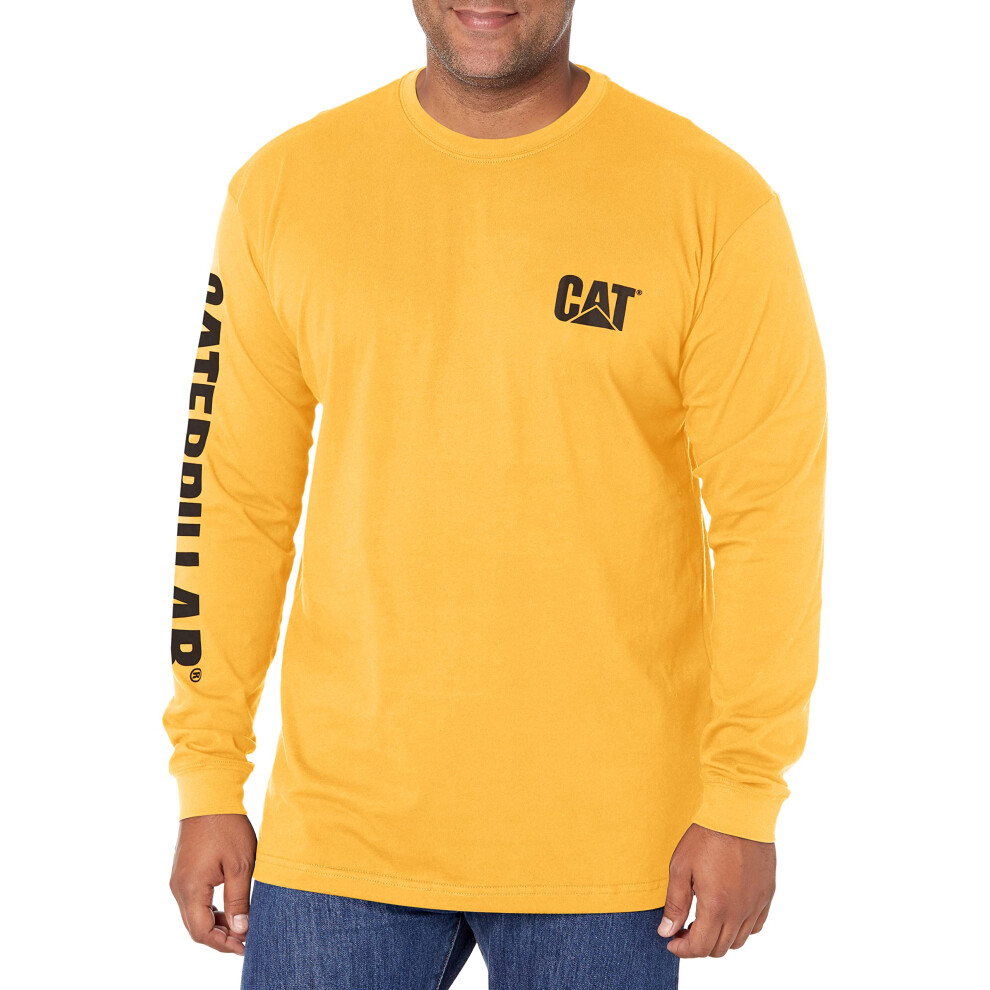 Caterpillar Men's Trademark Banner Long Sleeve Tee Shirts with Center