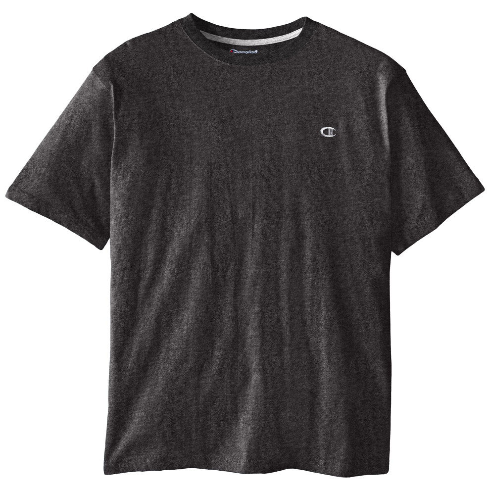 Champion Men's Big-Tall Crew Neck Jersey T-Shirt  Charcoal Heather  2X