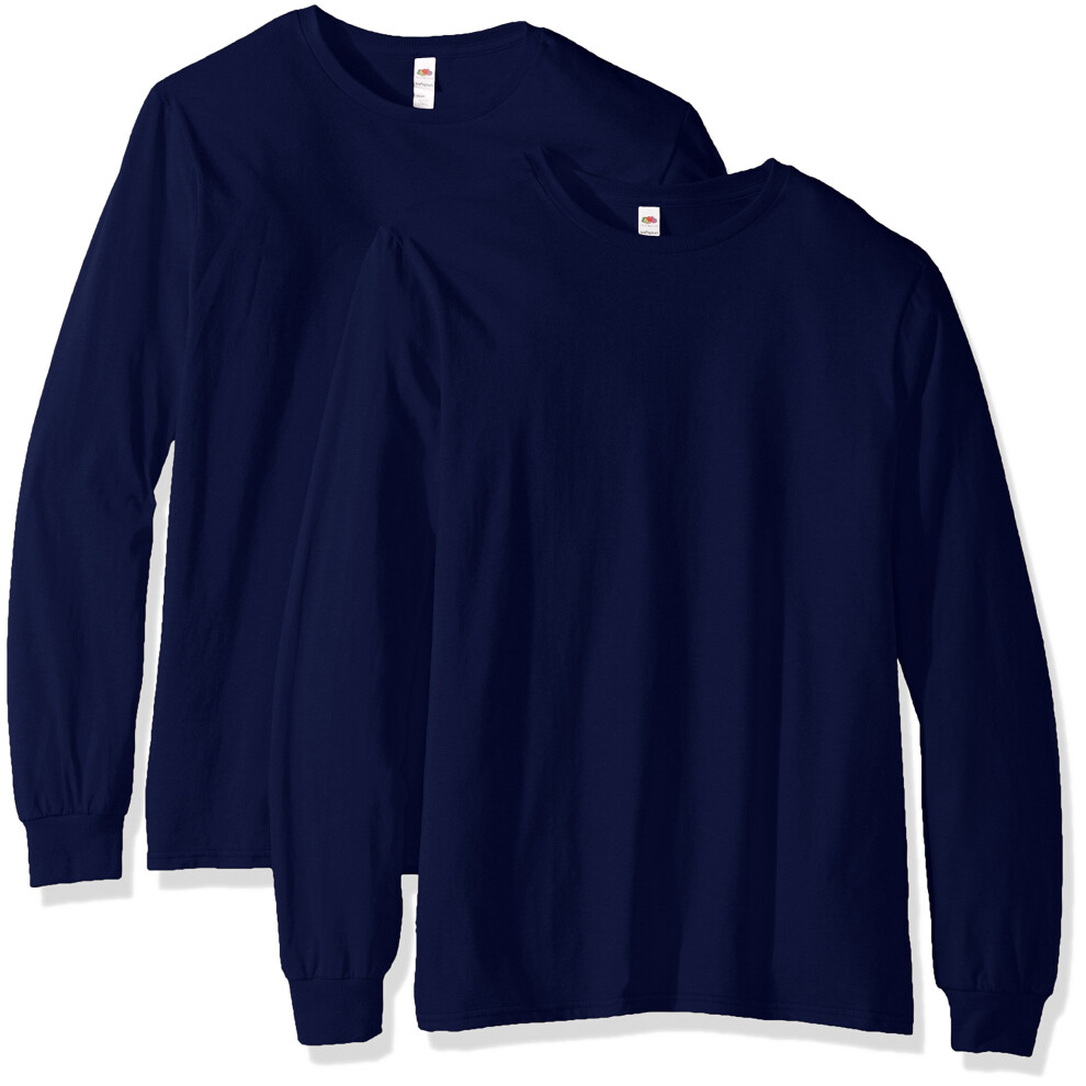 Fruit of the Loom Men's Long Sleeve T-Shirt (2 Pack)  Admiral Blue  Sm