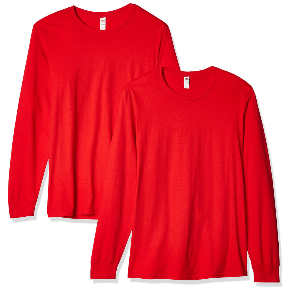 Fruit of the Loom Men's Long Sleeve T-Shirt (2 Pack)  Fiery Red  XX-La