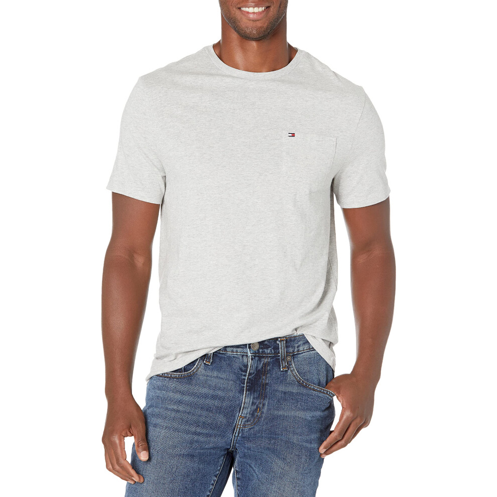 Tommy Hilfiger Men's Tall Essential Short Sleeve Cotton Crewneck Pocke