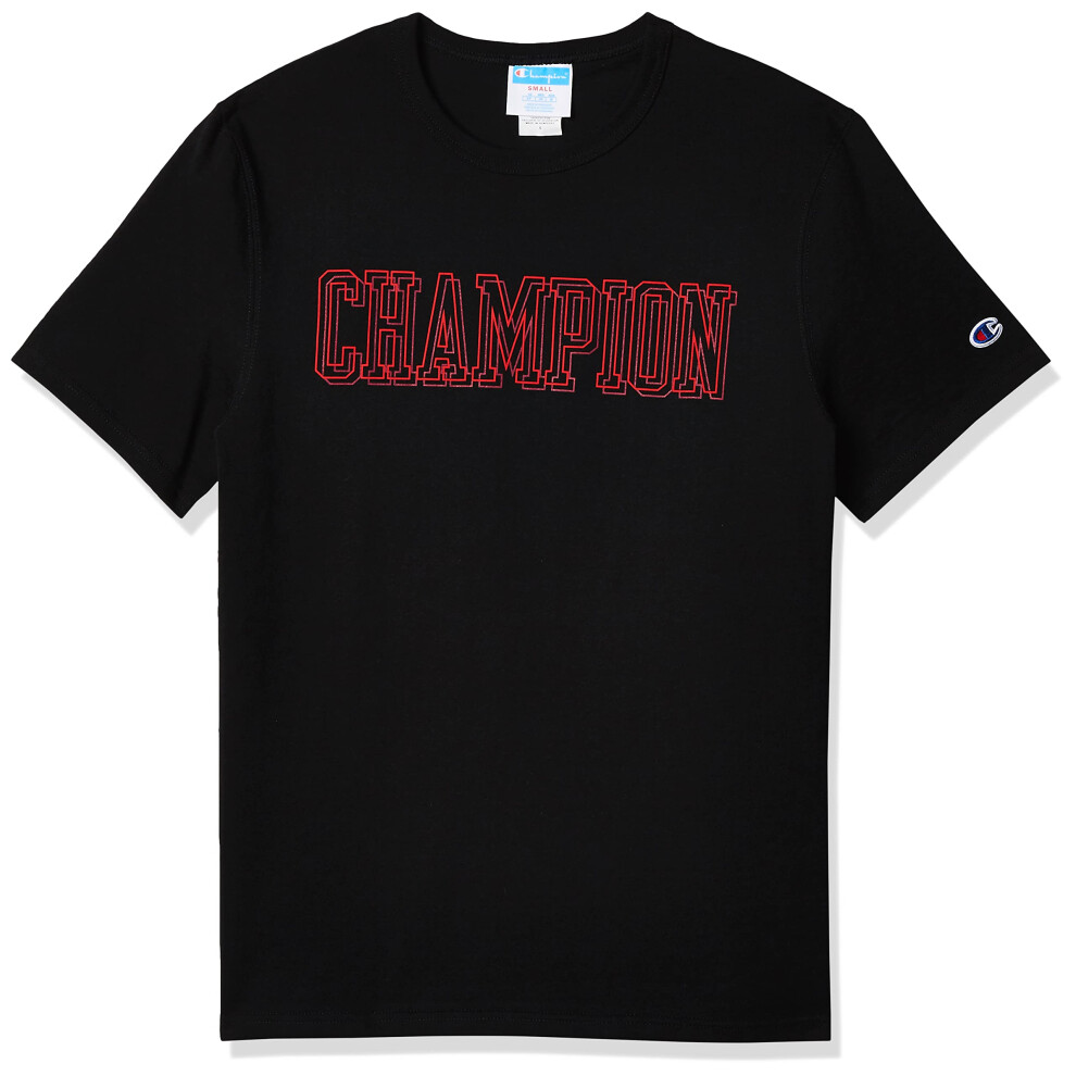 Champion Men's Heritage Tee  Script Logo  Black-Y08252  Small